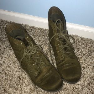 Army green suede boots